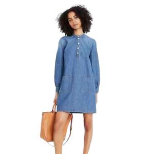 Madewell Denim Chambray Two Front Pockets Long Sleeves Dress  Size XXS